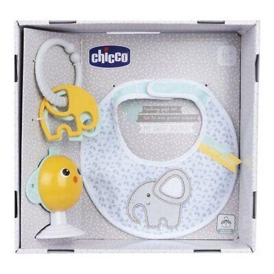 Chicco Set Regalo La Mia Prima Pappa, Set Composto da Bavaglino, Gioco per Seggiolone con Ventosa a Forma di Simpatico Pulcino, con Due Sonagli Colorati, Facile da Afferrare 6 Mesi+