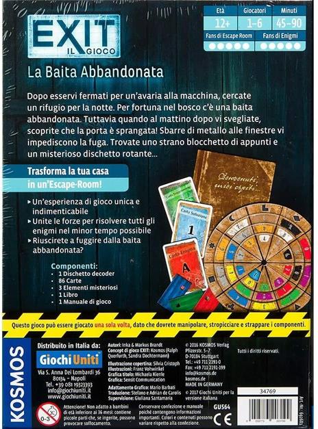 Gioco Da Tavolo Devir Exit: Il Ritorno Della Capanna Abbandonata | Escape Room A Casa Tua, Gioco Mistero Per Adulti, Edizione Spagnola