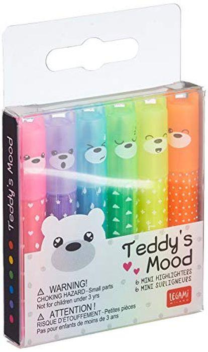 Set di 6 mini evidenziatori Legami, Teddy's Mood - 2