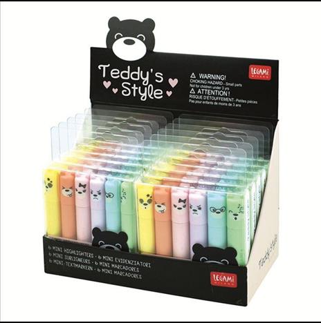 Set di 6 mini evidenziatori pastello Legami, Teddy's Style - 2