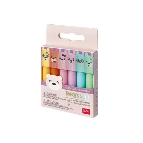 Set di 6 mini evidenziatori pastello Legami - Teddy'S Style - Teddy Bear