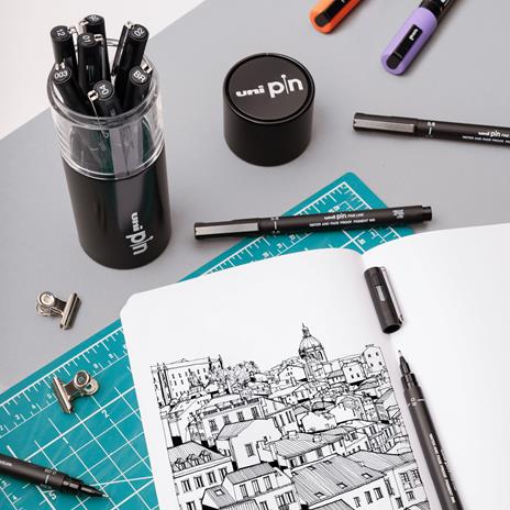 Kit 11 Fineliner Unipin Con Inchiostro Nero In Punte Assortite - 4