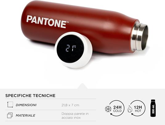 Pantone Borraccia termica barn red, rossa - 2