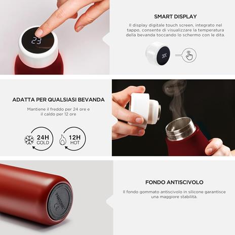 Pantone Borraccia termica barn red, rossa - 3