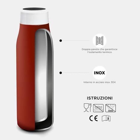 Pantone Borraccia termica barn red, rossa - 4