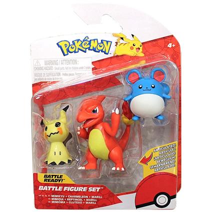 Pokemon: Rei Toys - Battle Figure Set 3 Personaggi Serie 3 - Marril, Mimikyu, Charmeleon