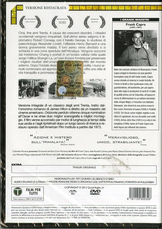 Orizzonte perduto di Frank Capra - DVD - 2
