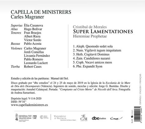 Super Lamentationes - CD Audio di Cristobal de Morales,Capella de Ministrers - 2