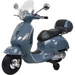 Moto Elettrica Per Bambini Vespa Gts Piaggio Grigia Con Bauletto 12v Ing. Mp3, Led, Sed. Pelle/As236