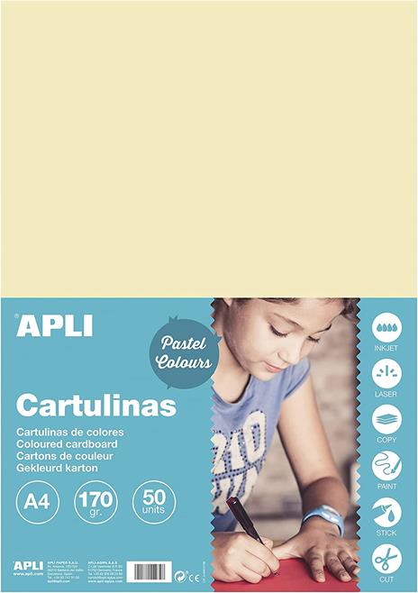 Apli - Cartoncini Colorati Set da 50 Pezzi, A4, Arancione - 2