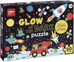 Apli kids 18813-Puzzle fluorescente Glow in the Dark-Modello Spazio-Effetto Fluo, si illumina al buio-60 pezzi dimensioni 6 x 6 cm, 18813