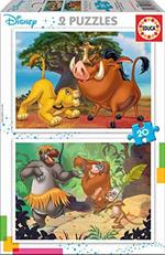 Educa Borras Disney Animals Rey Leon y El Libro de la Selva, Simba, Baloo Puzzle, Colore Vario, 18103