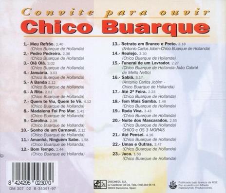 Convite Para Ouvir - CD Audio di Chico Buarque - 2