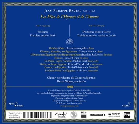 Le Fetes De L'hymen Et De L'amour - CD Audio di Jean-Philippe Rameau - 2