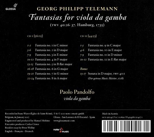 Fantasie per viola da gamba - CD Audio di Georg Philipp Telemann - 2