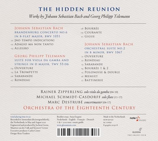 Hidden Reunion. Works by Bach & Telemann - CD Audio di Orchestra of the 18th Century - 2