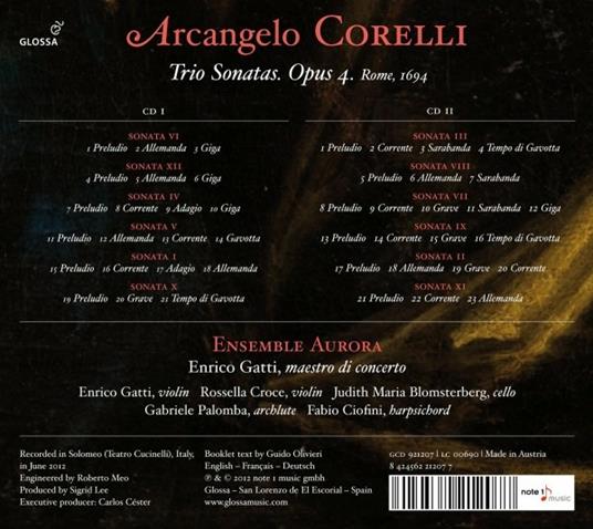 Sonate 3 op.Iv (Roma 1694 - CD Audio di Arcangelo Corelli - 2