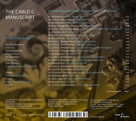 The Carlo G Manuscript - CD Audio di Profeti della Quinta - 2