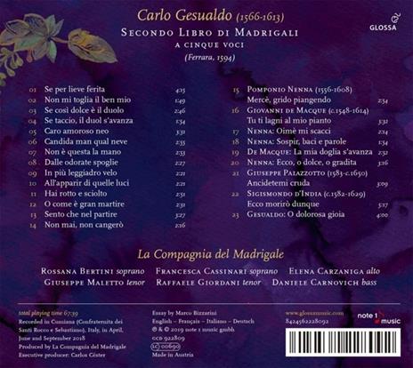 Secondo Libro Di Madrigali - CD Audio di Carlo Gesualdo - 2