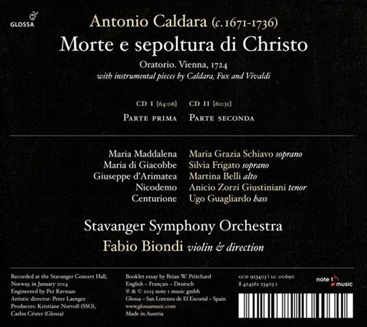 Morte E Sepoltura Di Chri - CD Audio di Antonio Caldara - 2