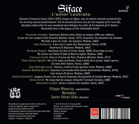 Siface - L'Amor Castrato - CD Audio di Filippo Mineccia - 2
