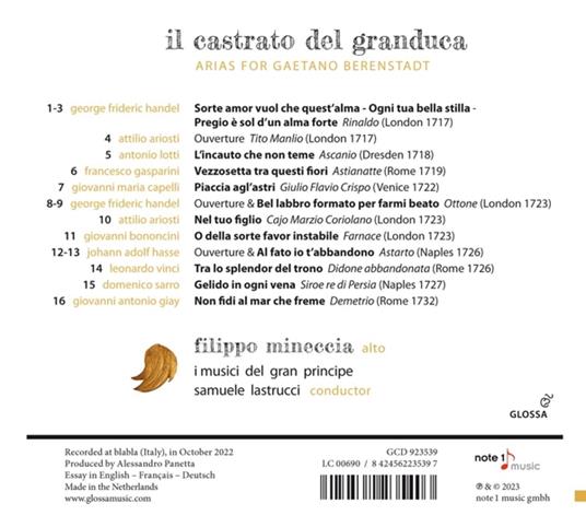 Il Castrato Del Granduca - Arias For Gaetano Berenstadt - CD Audio di Filippo Mineccia - 2