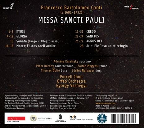 Missa Sancti Pauli - CD Audio di Francesco Bartolomeo Conti - 2