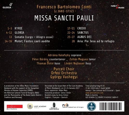 Missa Sancti Pauli - CD Audio di Francesco Bartolomeo Conti - 2