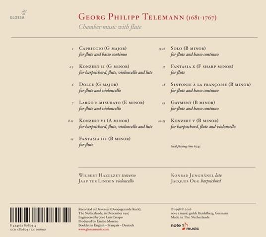 Musique de chambre avec flute traverse - CD Audio di Georg Philipp Telemann - 2