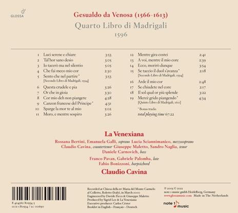 Quarto Libro di Madrigali - CD Audio di Carlo Gesualdo,La Venexiana - 2