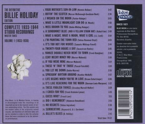 Complete 1933-1944 vol.1 - CD Audio di Billie Holiday - 2