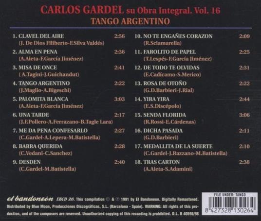 Tango argentino - CD Audio di Carlos Gardel - 2