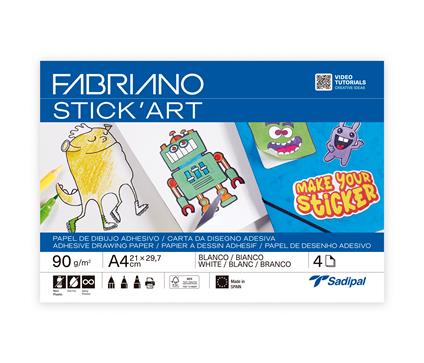 Carta adesiva da disegno Fabriano FSC pochette  Bianca  4sh -A4
