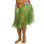 Abiti e Maschere Gonna Hawaiana Hawaii con Fiori Colore Verde 55 CM