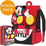 Kit Scuola School Pack Zaino Estensibile con Astuccio 3 Zip Disney Mickey Mouse