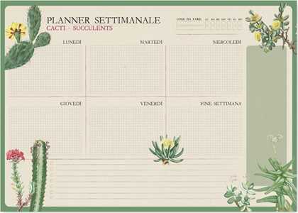 Cartoleria Bloc Planner Settimanale A3 Botanical Cacti Italiano Kokonote Kokonote