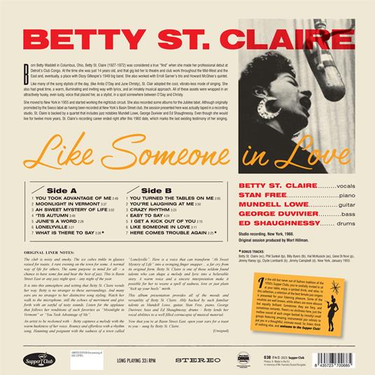 Like Someone In Love - At Basin Street - Vinile LP di Bette St. Claire - 2