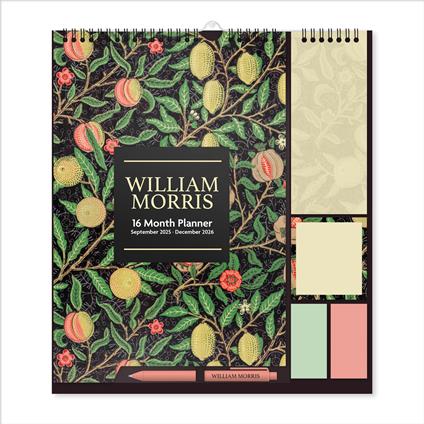 Calendario planner con post-it e penna 2025-2026 William Morris