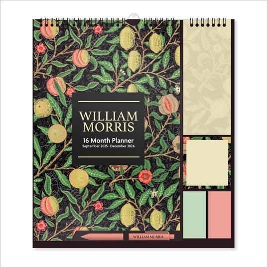 Calendario planner con post-it e penna 2025-2026 William Morris