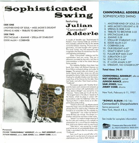 Sophisticated Swing - Cannonball's Sharpshooters - CD Audio di Julian Cannonball Adderley - 2