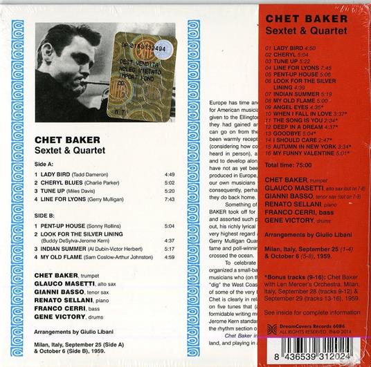 Sextet & Quartet (+ 8 Bonus Tracks) - CD Audio di Chet Baker - 2