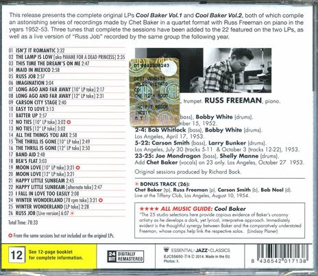 Cool Baker vols. 1 & 2 (feat. Russ Freeman) - CD Audio di Chet Baker - 2
