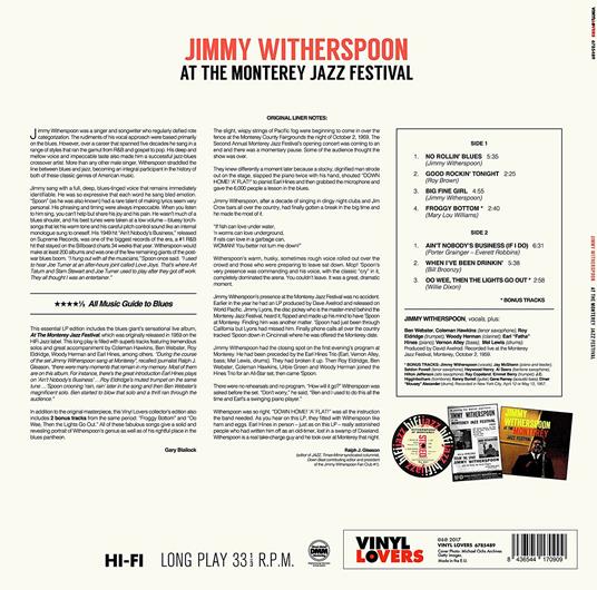 At the Monterey Jazz (180 gr.) - Vinile LP di Jimmy Witherspoon - 2