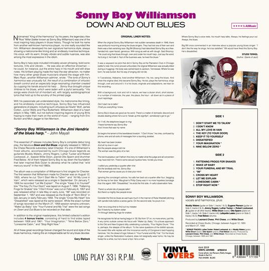 Down and Out Blues - Vinile LP di Sonny Boy Williamson - 2