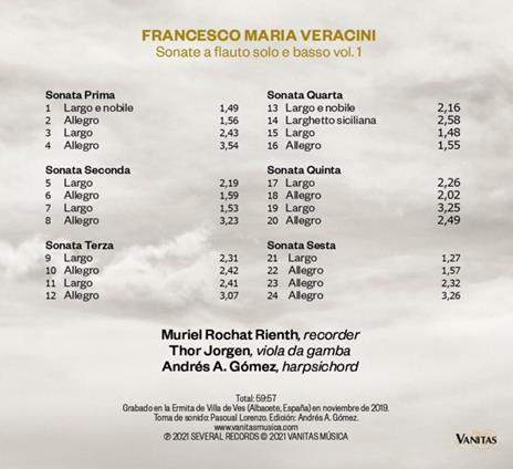 Sonate E Flauto Solo E Basso Vol. 1 - CD Audio di Muriel Rochat Rienth - 2