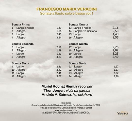 Sonate E Flauto Solo E Basso Vol. 1 - CD Audio di Muriel Rochat Rienth - 2