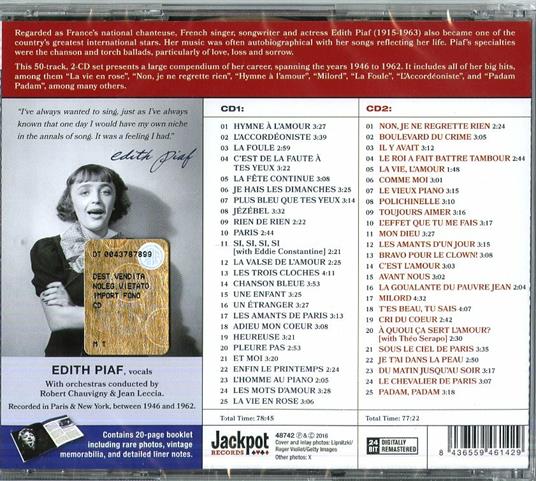 Her 50 Greatest Songs - CD Audio di Edith Piaf - 2