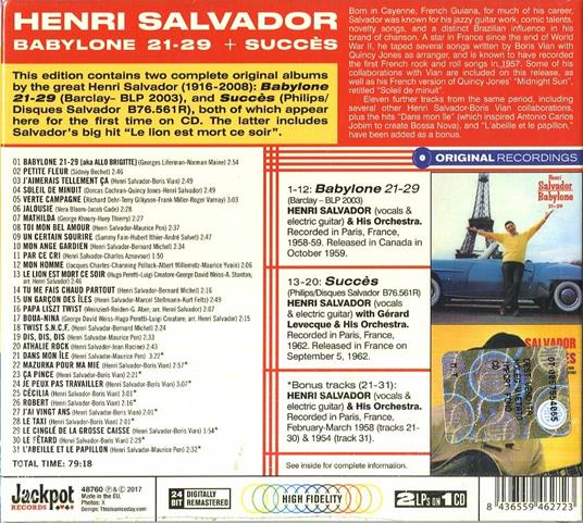 Babylone 21-29 - Succès - CD Audio di Henri Salvador - 2