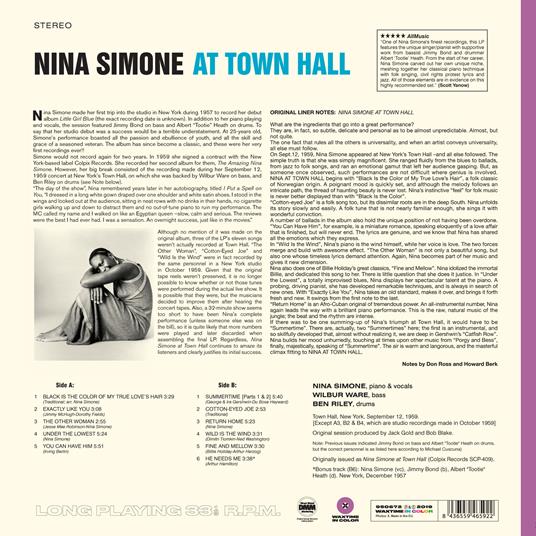 At Town Hall (HQ) - Vinile LP di Nina Simone - 2
