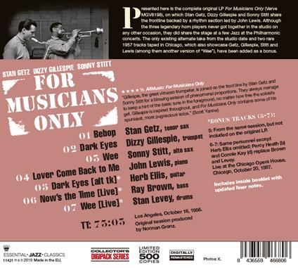 For Musicians Only (+ 3 Bonus Tracks) - CD Audio di Stan Getz